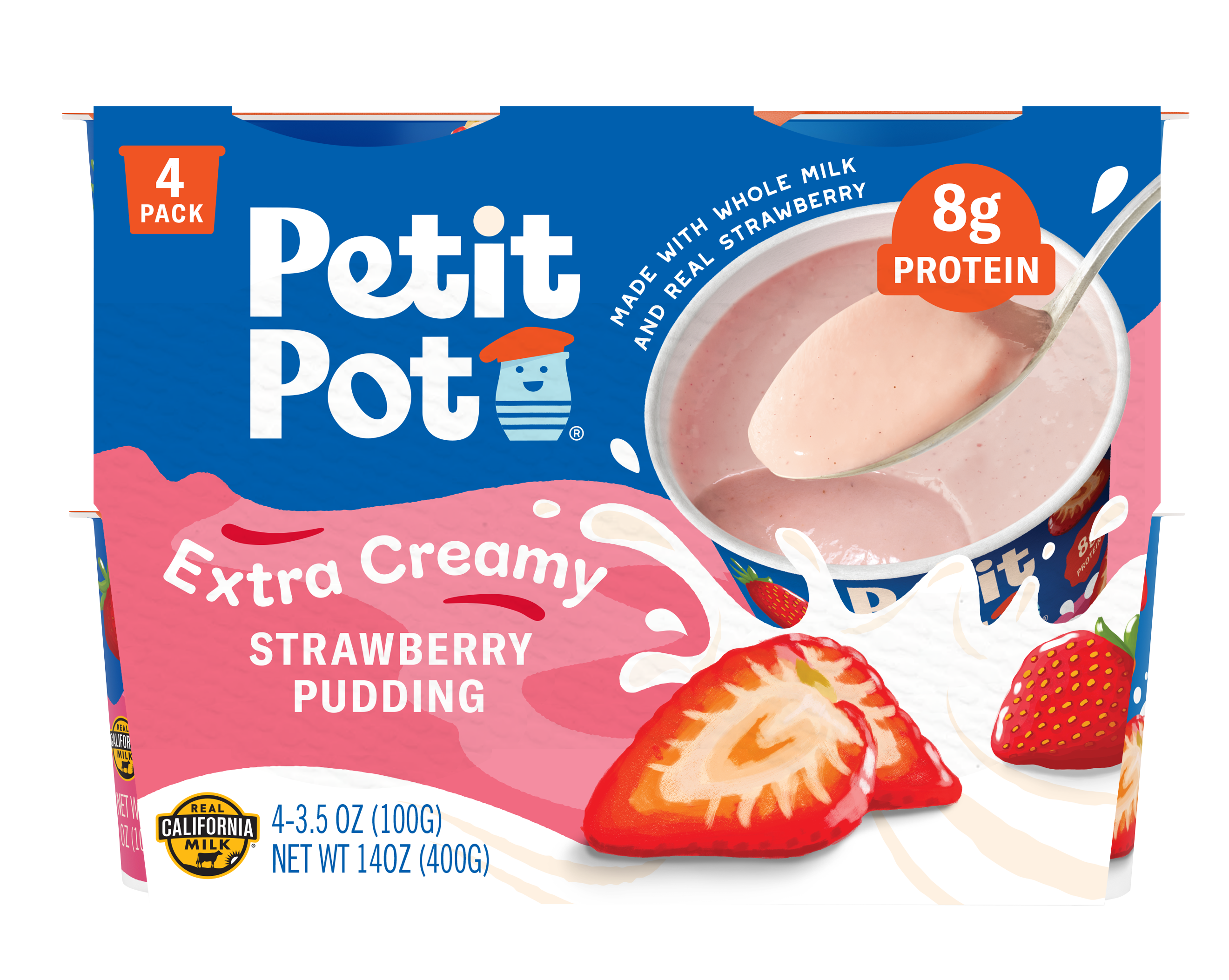 Petit Pot Extra Creamy Strawberry Pudding, 4-pack